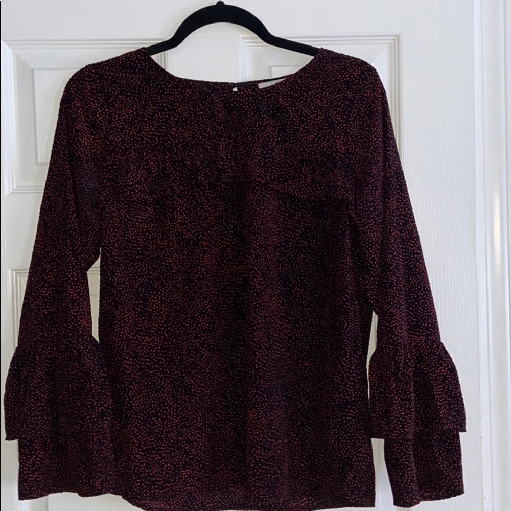 Lucky Brand Polka Dot Bell Sleeve Velvet Top